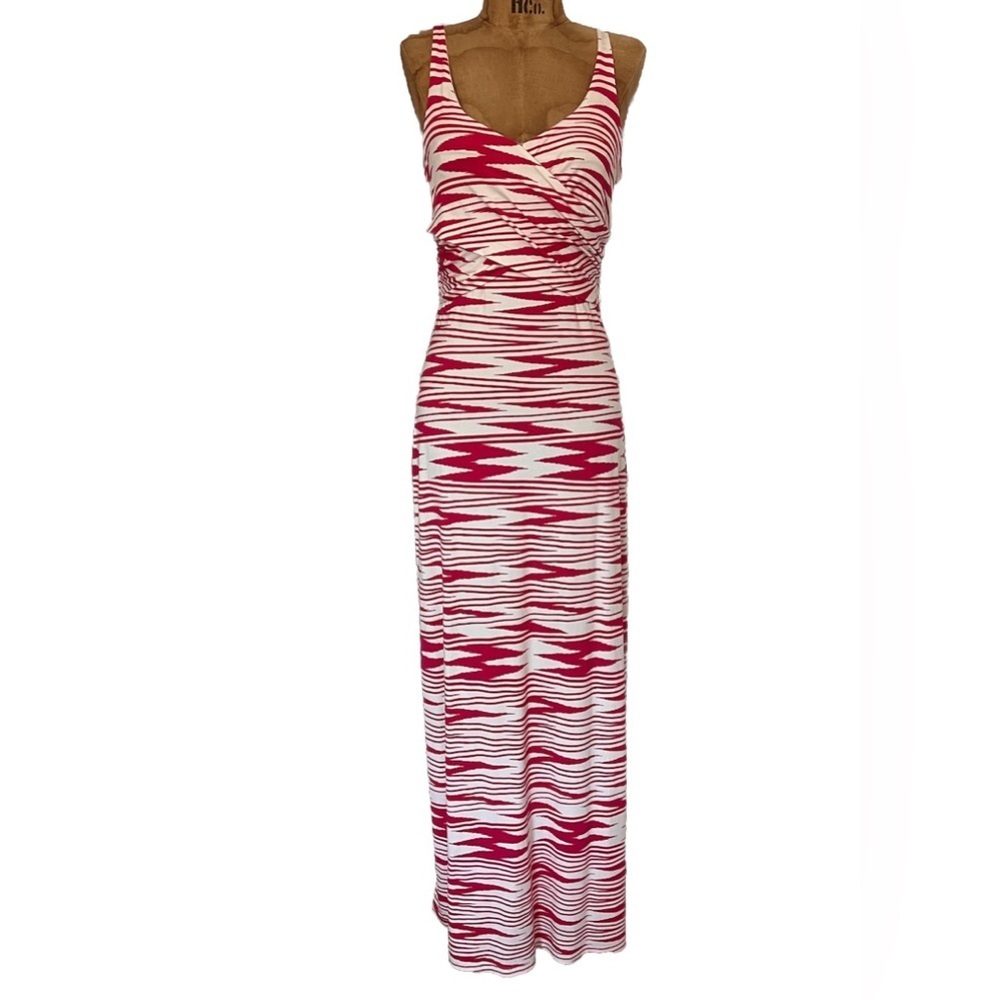 C. Wonder Pink and White Cross Front Maxi Dress NWOT!
